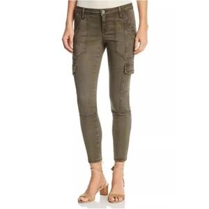 Joie Olive Green Okana Stretch Skinny Cargo Pants Side Slit Pockets Size 23